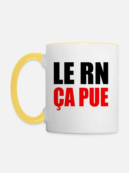 Der RN stinkt - Tasse zweifarbig - Weiß/Gelb