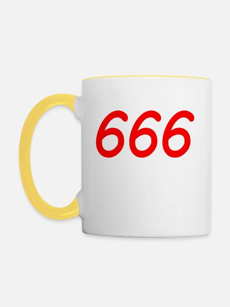 666 - Tasse zweifarbig - Weiß/Gelb