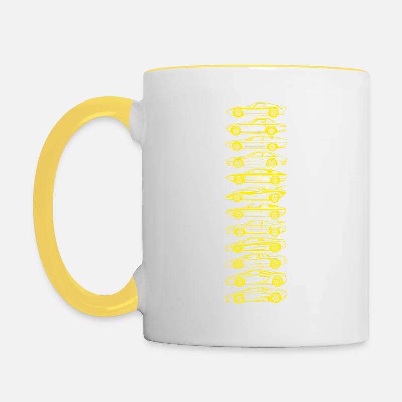 Lambo evolution - Contrasting Mug - white/yellow