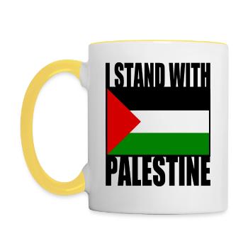 I stand with palestine - Mug contrasté - blanc/jaune - Gauche