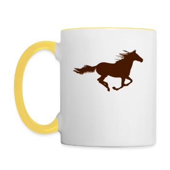 Running horse - Mug contrasté - blanc/jaune - Gauche
