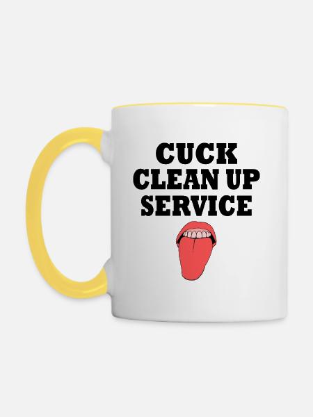Cuckold cuck clean up service - Tasse zweifarbig - Weiß/Gelb