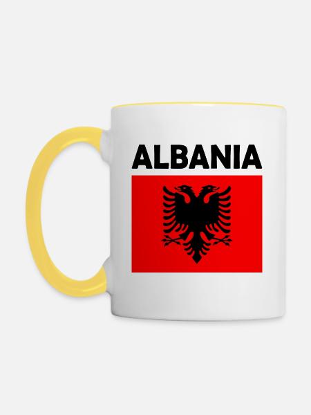 Albanien - Tasse zweifarbig - Weiß/Gelb