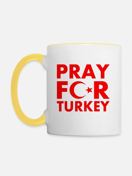 Pray for turkey - Tasse zweifarbig - Weiß/Gelb