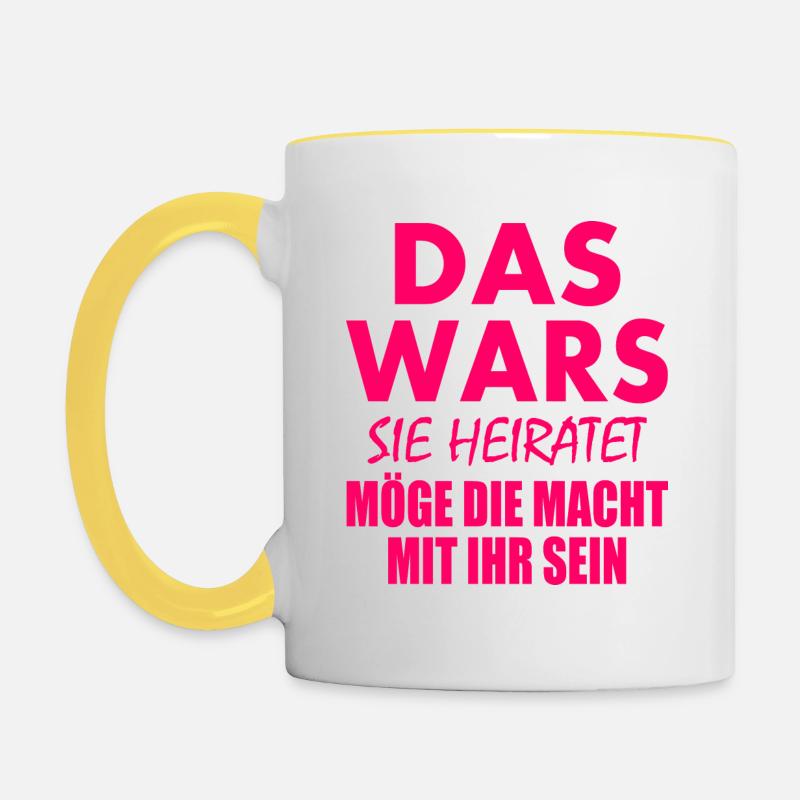 Das wars sie heiratet - Tasse zweifarbig - Weiß/Gelb
