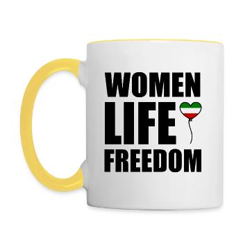 Women life freedom - Contrasting Mug - white/yellow - Left
