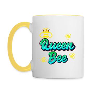 Reine des abeilles2 - Mug contrasté - blanc/jaune - Gauche
