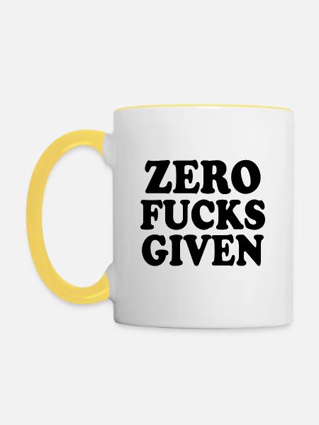 Zero fucks given - Tasse zweifarbig - Weiß/Gelb