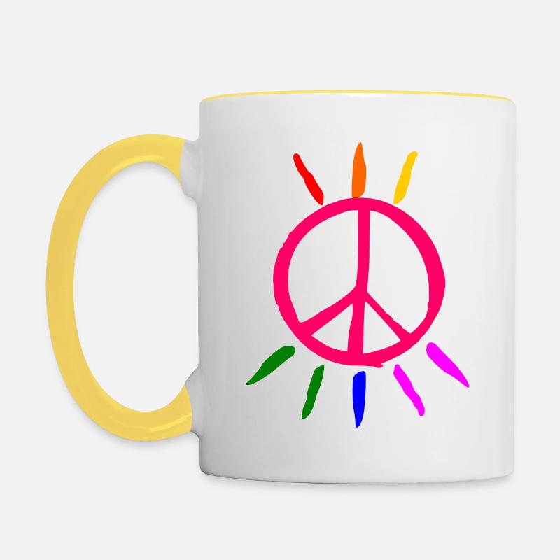 Lgbt Peacezeichen - Tasse zweifarbig - Weiß/Gelb