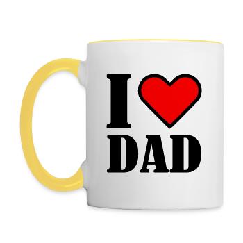 I love dad - Tasse zweifarbig - Weiß/Gelb - Links