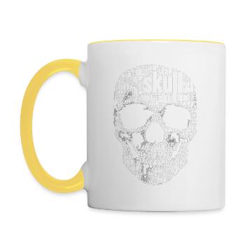 Totenkopfmotiv "skull" - Tasse zweifarbig - Weiß/Gelb - Links