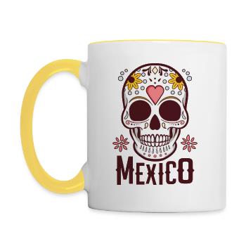 Sugar Skull Mexico - Contrasting Mug - white/yellow - Left