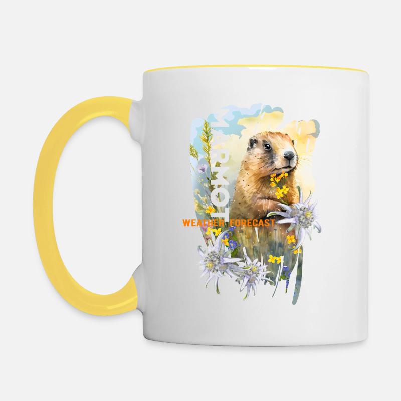 Murmeltier-Vorhersage - Tasse zweifarbig - Weiß/Gelb