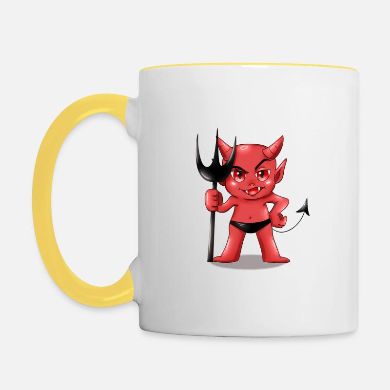 Diable rôti de Satan - Mug contrasté - blanc/jaune