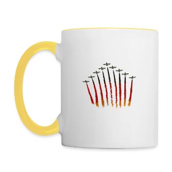 Drapeau de l’Allemagne avec avion - Mug contrasté - blanc/jaune - Gauche