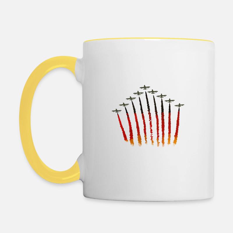 Germany flag with plane - Contrasting Mug - white/yellow