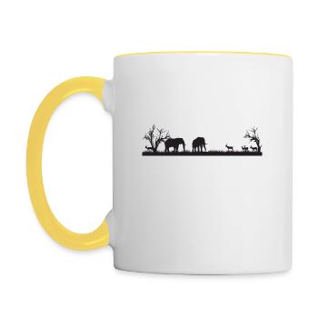 Afrique Éléphants en Savane - Mug contrasté - blanc/jaune - Gauche