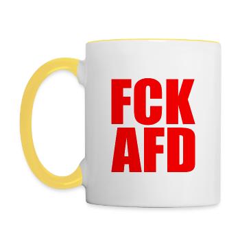 Fck afd - Tasse zweifarbig - Weiß/Gelb - Links