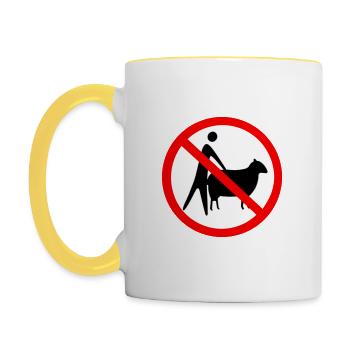 Seltsame und lustige Karten - Tasse zweifarbig - Weiß/Gelb - Links