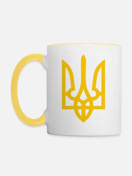 Ukraine - Tasse zweifarbig - Weiß/Gelb