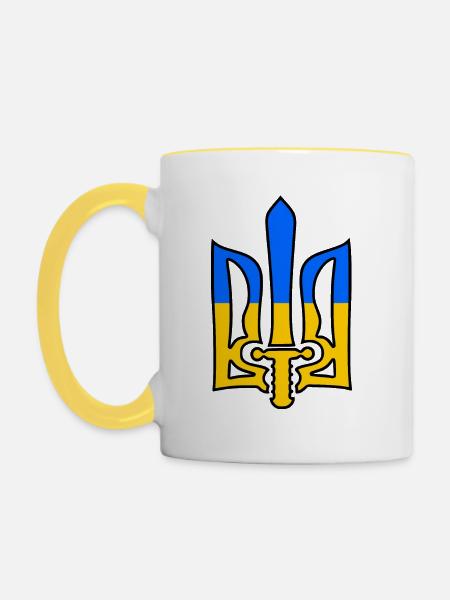 Ukraine - Tasse zweifarbig - Weiß/Gelb