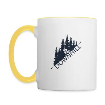 Mountainbike Downhill - Mug contrasté - blanc/jaune - Gauche