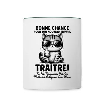 Idée Cadeau Départ Collègue De Travail Humour - Mug contrasté - blanc/vert foncé - Devant