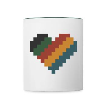 Retro Pixel Heart - Contrasting Mug - white/dark green - Front