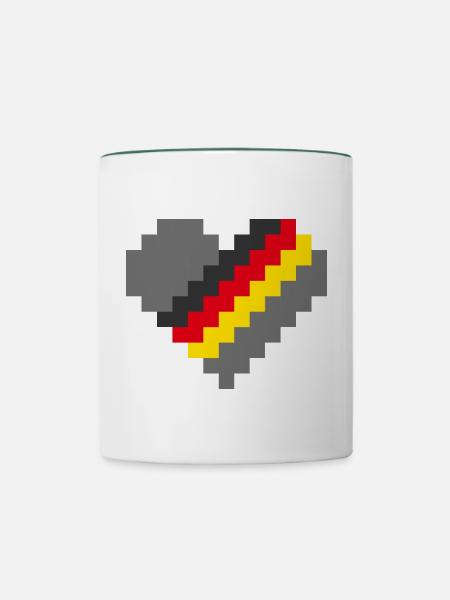 Deutschland Pixel Herz - Tasse zweifarbig - Weiß/Dunkelgrün