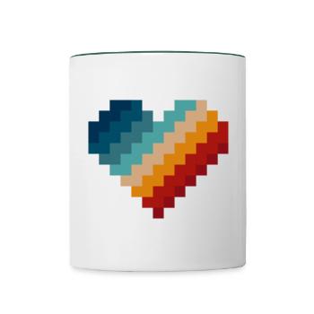 Retro Pixel Heart - Contrasting Mug - white/dark green - Front