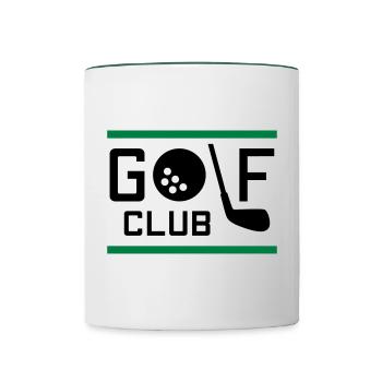 Golfclub (Golfball als o, Golfschläger als l) - Tasse zweifarbig - Weiß/Dunkelgrün - Vorne