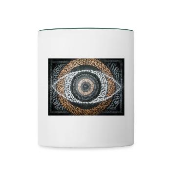 Calligraffiti - Auge - Tasse zweifarbig - Weiß/Dunkelgrün - Vorne