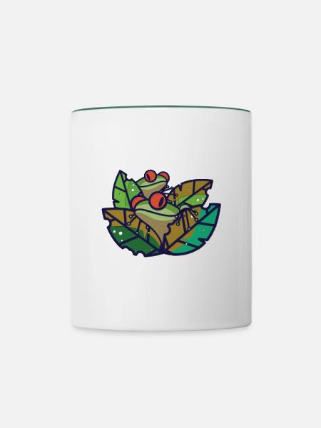 Frosch - Frösche im Teich - Tasse zweifarbig - Weiß/Dunkelgrün