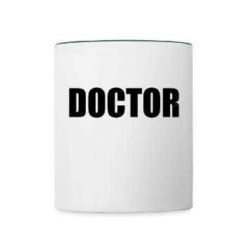 Doktor - Tasse zweifarbig - Weiß/Dunkelgrün - Vorne