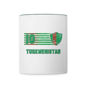 Turkmenistan Fußball Mannschaft - Tasse zweifarbig - Weiß/Dunkelgrün - Vorne