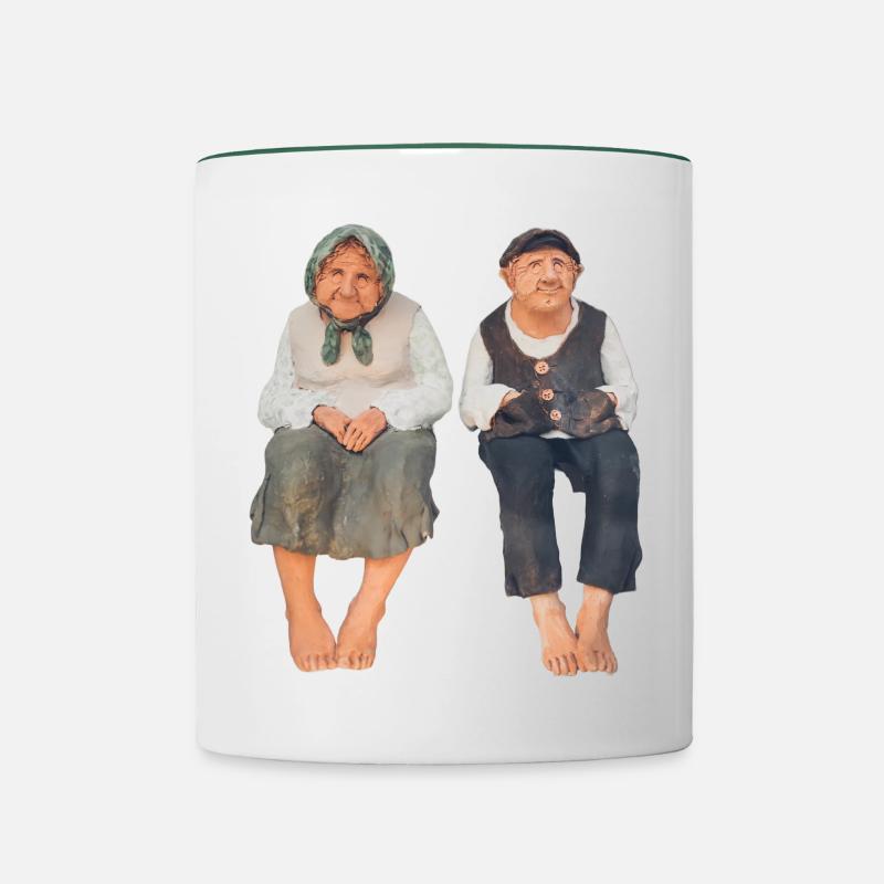 Vieux et satisfait - Mug contrasté - blanc/vert foncé