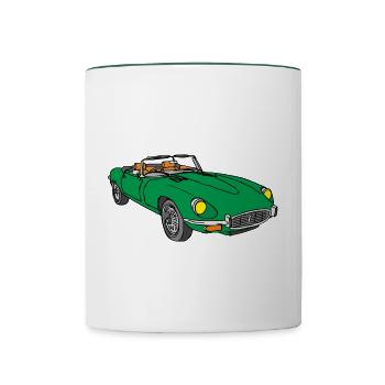 Sportwagen grün - Tasse zweifarbig - Weiß/Dunkelgrün - Vorne