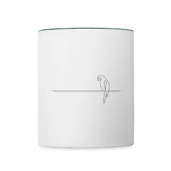 Papagei auf der Leine - Tasse zweifarbig - Weiß/Dunkelgrün - Vorne