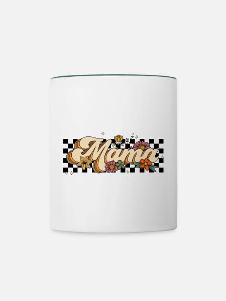 Mama - Tasse zweifarbig - Weiß/Dunkelgrün