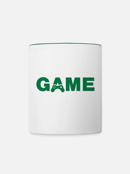 GAME - Statement für Gamer / Computerspieler - Tasse zweifarbig - Weiß/Dunkelgrün