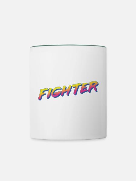 Fighter - Tasse zweifarbig - Weiß/Dunkelgrün