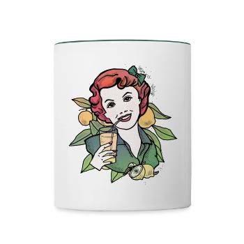 Donnez-moi Lemons_Retromotiv 3 - Mug contrasté - blanc/vert foncé - Devant