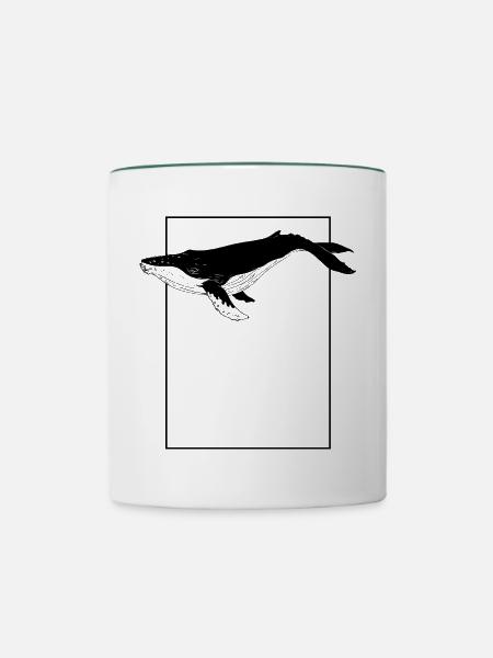 Wal - Tasse zweifarbig - Weiß/Dunkelgrün