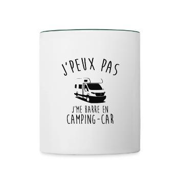 J'peux pas je me barre en Camping car - Mug contrasté - blanc/vert foncé - Devant