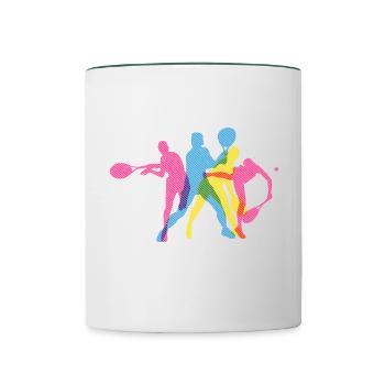 Tennis Tennisspieler Tennisplatz - Tasse zweifarbig - Weiß/Dunkelgrün - Vorne