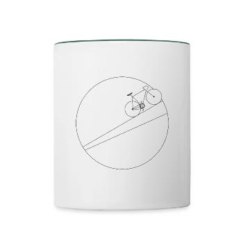 Fahrrad am Berg - Tasse zweifarbig - Weiß/Dunkelgrün - Vorne