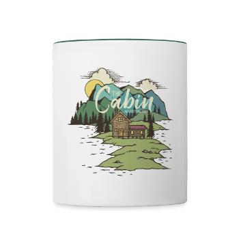 The hut on the lake - Contrasting Mug - white/dark green - Front