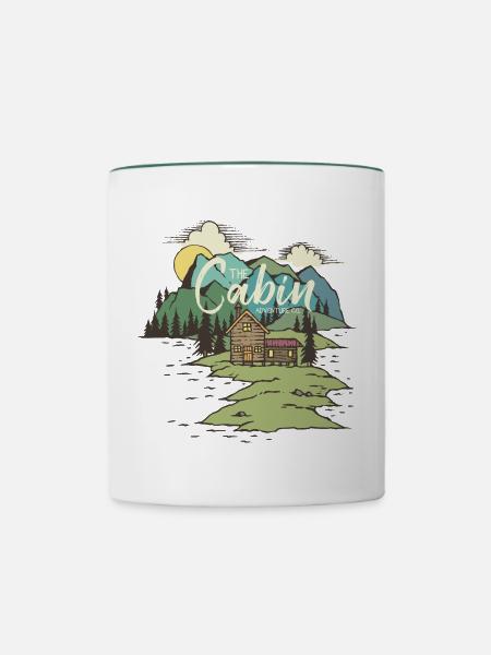 Die Hütte am See - Tasse zweifarbig - Weiß/Dunkelgrün