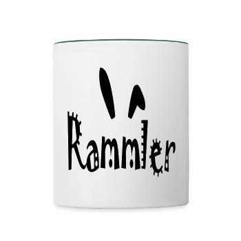 Rammler with rabbit ears (vector) - Contrasting Mug - white/dark green - Front