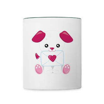 chien - Mug contrasté - blanc/vert foncé - Devant